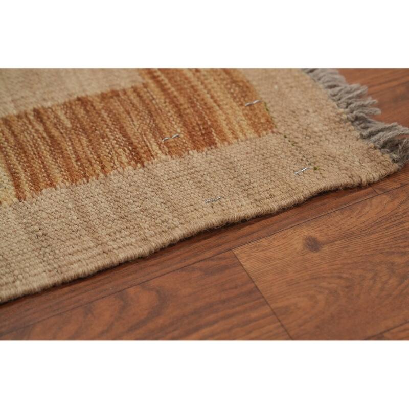 Hand Woven Oriental 100% Wool Carpet Southwestern Tribal Multi-Colored Kilim Area Rug - 9' 10'' X 7' 9''