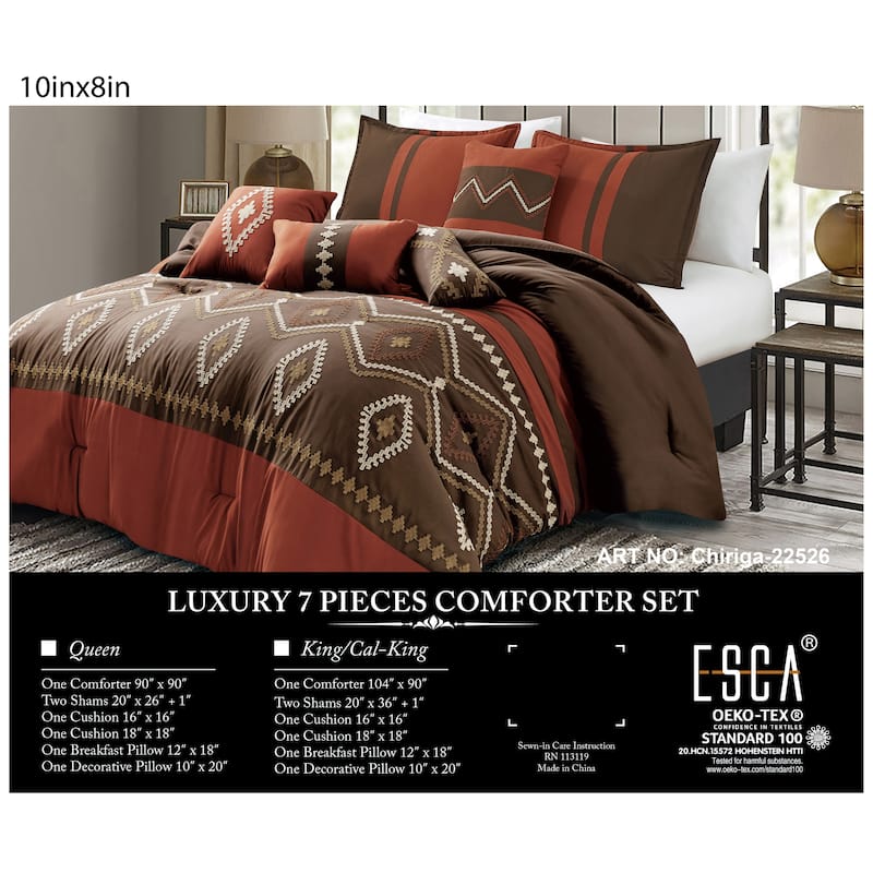 Shatex Chiriga 7 Pieces Bedding Comforter Set All-season Reversible Bed in a Bag