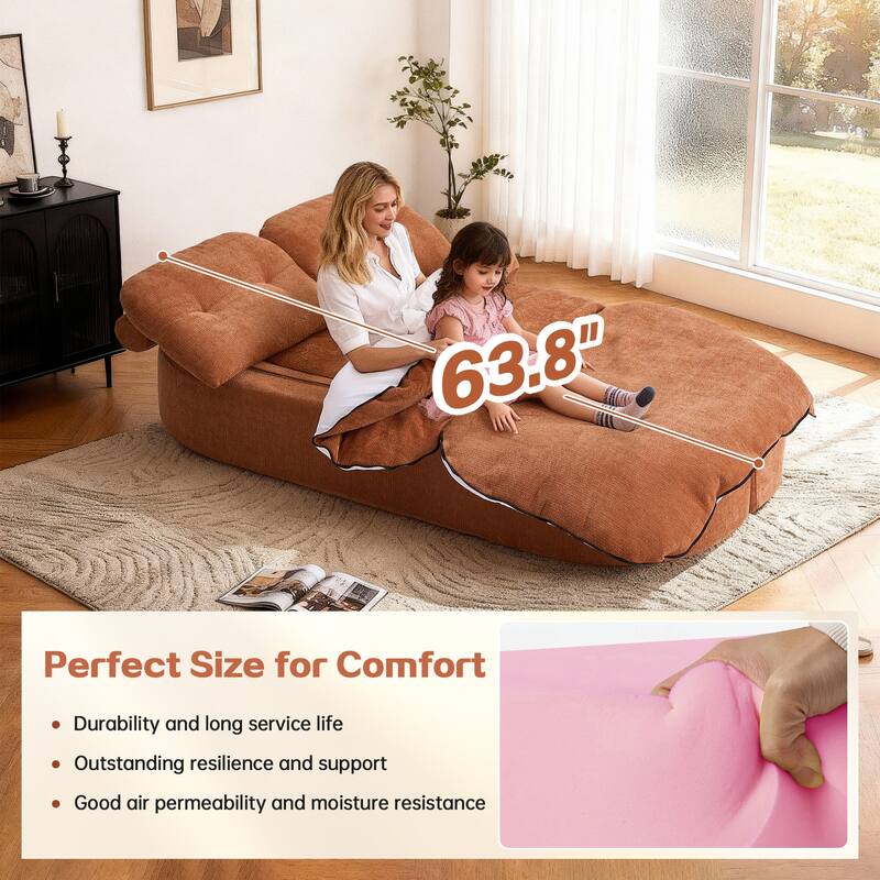 Modern 2-Seater Sofa 2-in-1 Sleeper Sofa Bed with Convertible Sofa Cushion Unfolds Into Quilt, for Living Room, Caramel