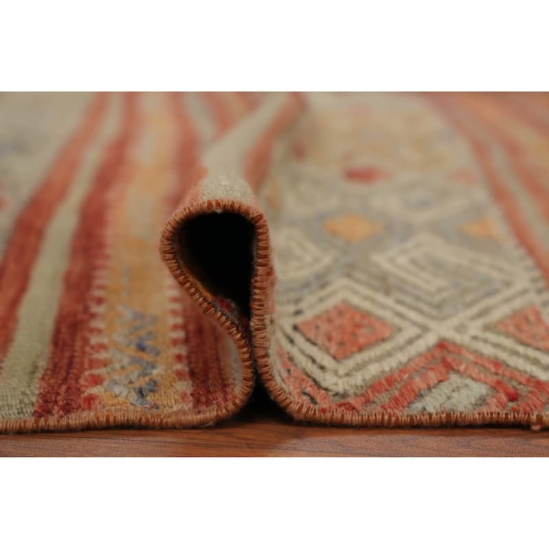 Hand Woven Oriental 100% Wool Carpet Southwestern Tribal Multi-Colored Kilim Area Rug - 7' 2'' X 4' 5''