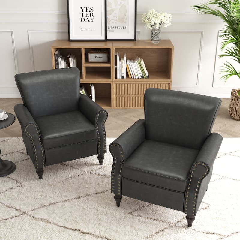 Mid-Century Modern Accent Chairs with Nailhead Trim