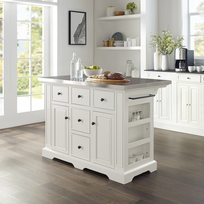 Crosley Julia Stainless Steel Top Kitchen Island - 50 "W x	32 "D x 36 "H