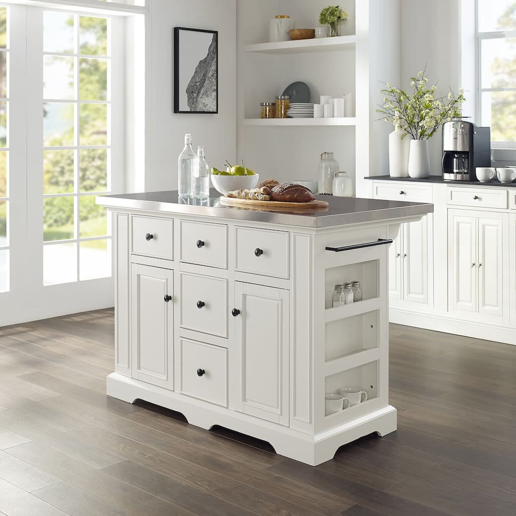 Crosley Julia Stainless Steel Top Kitchen Island - 50 "W x	32 "D x 36 "H