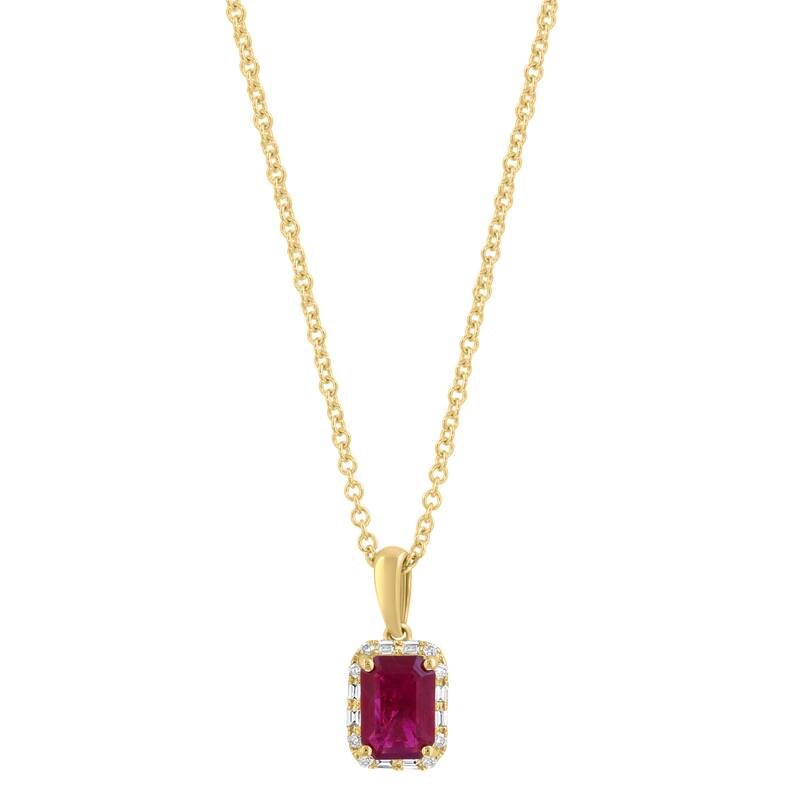 EFFY 18K Gold Diamond Natural Ruby Pendant Necklace