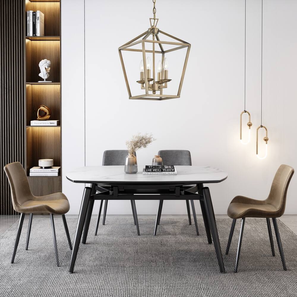 Cage Chandelier 4-Light Lantern Square Light Pendant