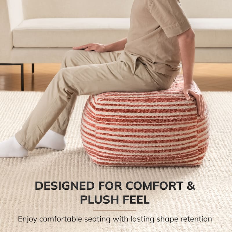 Jani 22-inch Ottoman Pouf - Handcrafted Handmade Round Ottoman for Seating, Footrest, Home Decor for Living Room, Bedroom