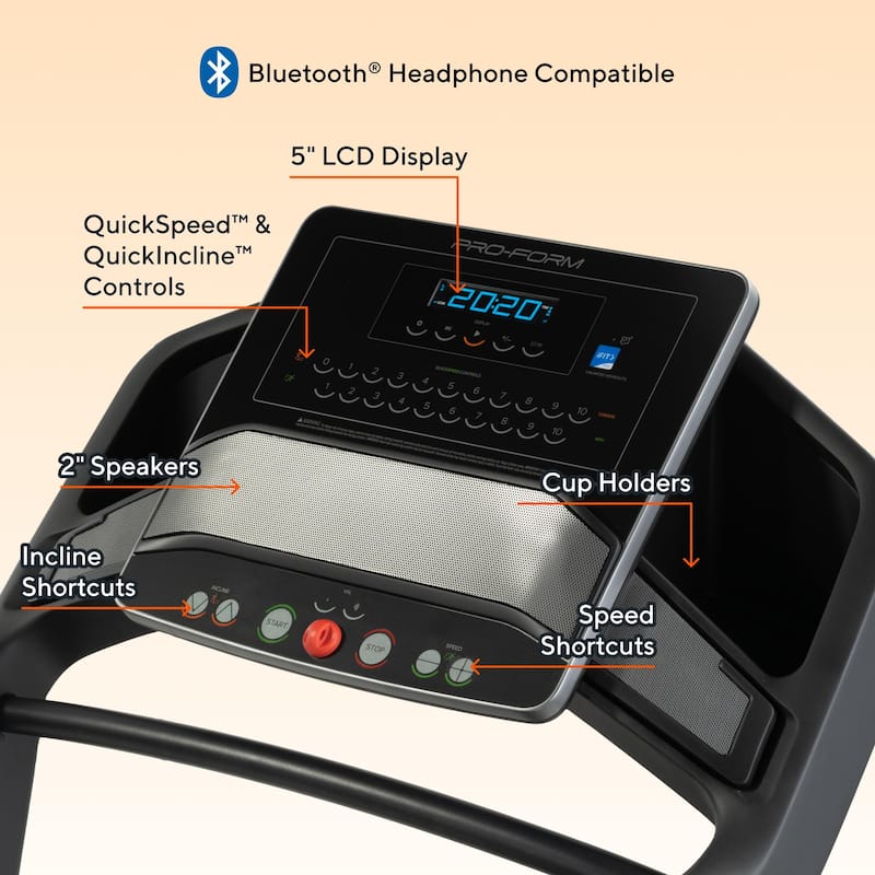 ProForm Carbon TL; Treadmill for Walking and Running with 5" Display, Built-In Tablet Holder and SpaceSaver Design