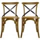 preview thumbnail 1 of 6, Set of 2 Wood Antique Farmhouse Cross Back Dining Chairs Rattan With X Back Dark Bedroom Restaurants Hotel Walnut