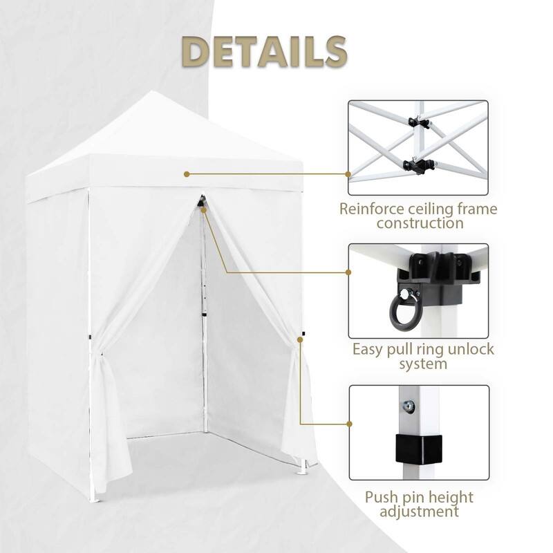 EAGLE PEAK 5x5 Instant Canopy with 4-Side Wall Panels, Small Pop up Portable Canopy Tent with Carry Bag