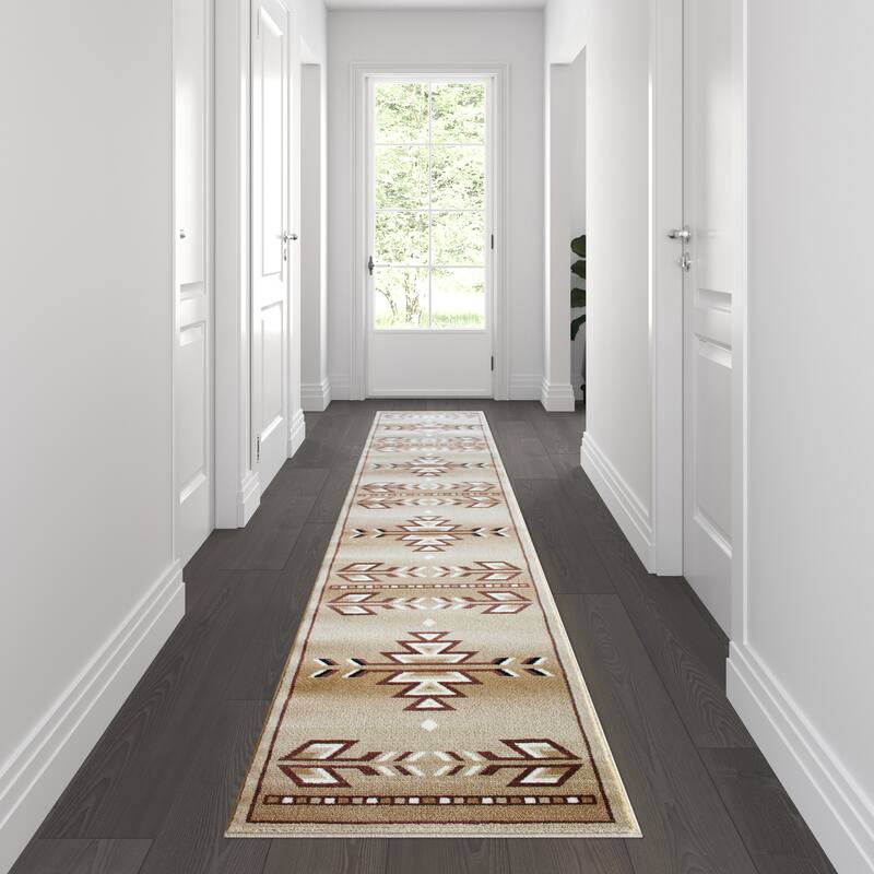 Multipurpose Southwestern Style Patterned Indoor Area Rug - 2' x 11' - Beige