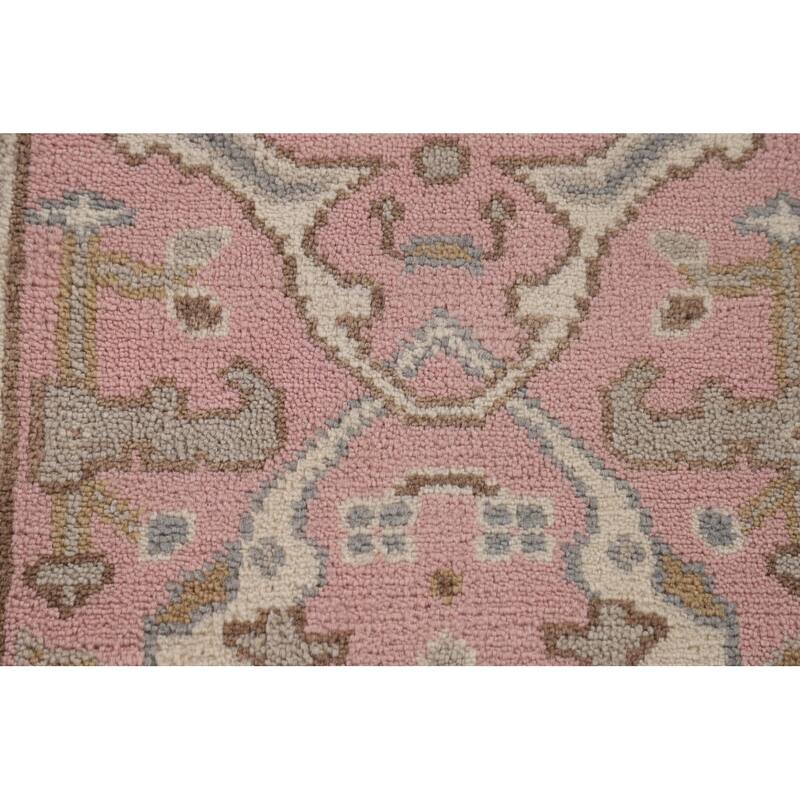 Light Pink Oushak Oriental Runner Rug Handmade Wool Carpet - 2'6"x 9'10"