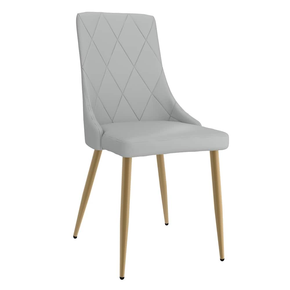 Set of 2 Contemporary Faux Leather and Metal Side Chair