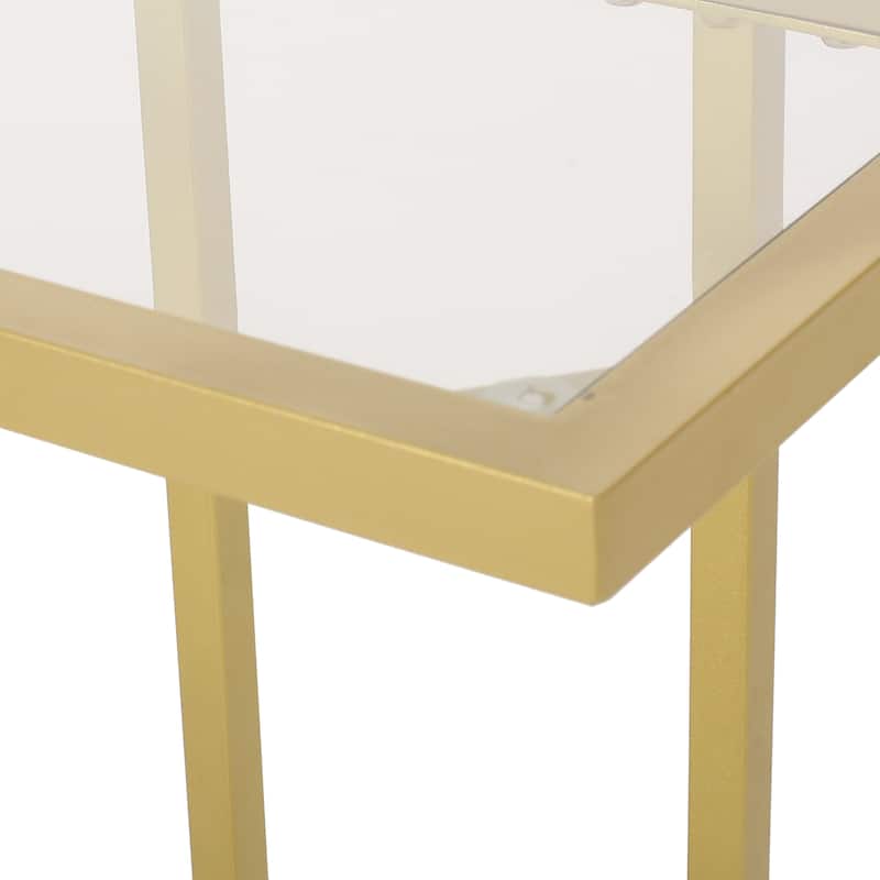 Hickson Indoor Iron and Tempered Glass C Shaped End Table by Christopher Knight Home