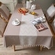 preview thumbnail 4 of 4, Enova Home High Quality Rectangle Cotton and Linen Tablecloth with Tassels (Brown)
