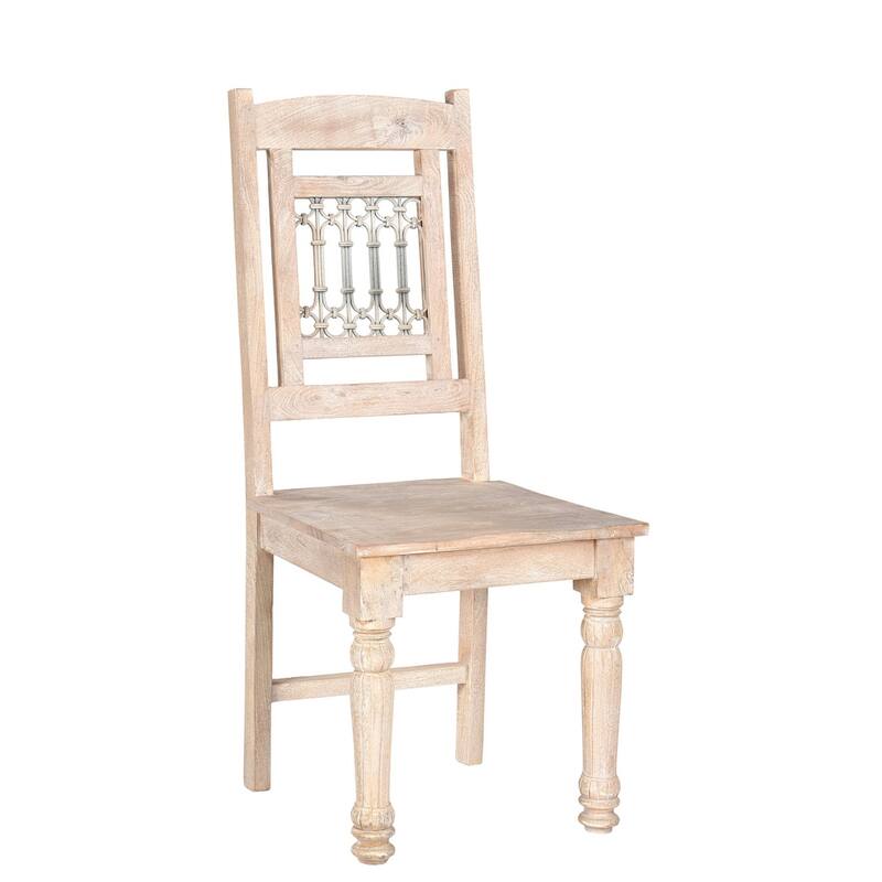 HomeRoots Set of Two White Wood Slat Back Dining Side Chairs - 18' X '42' X '18