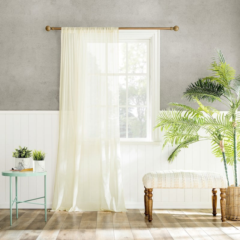 Archaeo Cotton Sheer Curtain, Single Panel - 50" x 63" - Cream