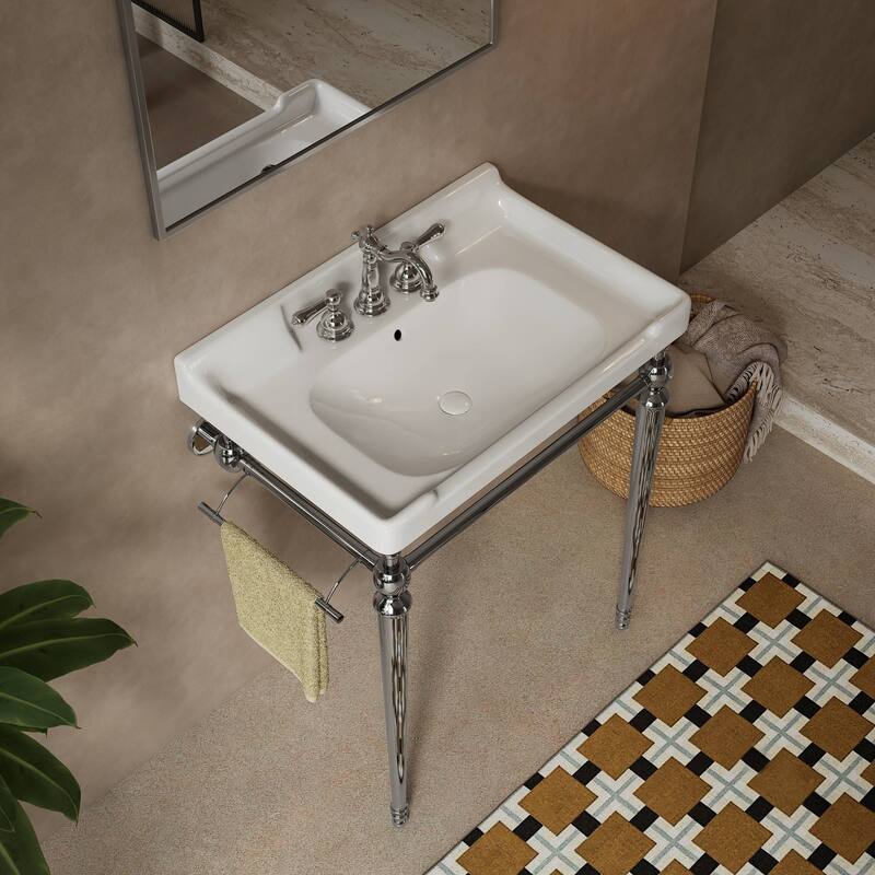 28 " Stainless Steel Legged Bathroom Vanity with Towel Bar