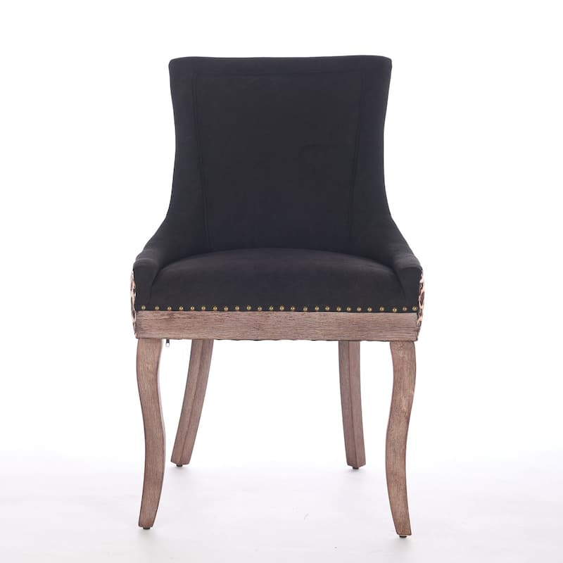 Dining Chair Thickened Fabric Chairs with Neutrally Toned Solid Wood Legs,Set of 2