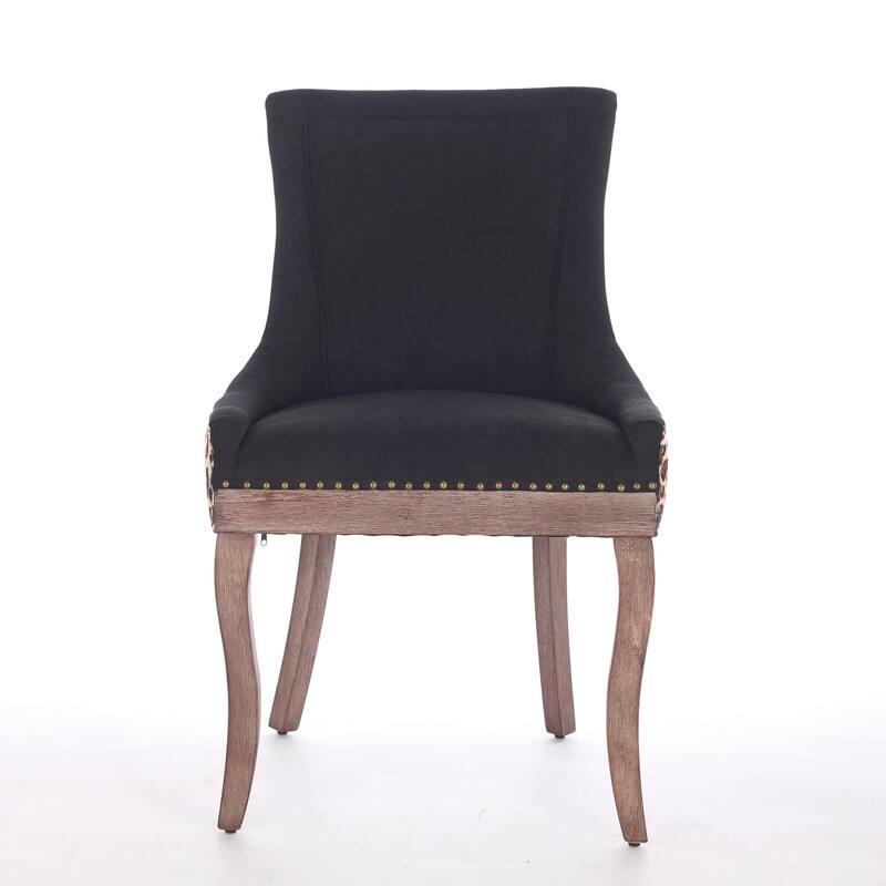 Ultra Side Dining Chair Set of 2, Thickened Fabric Upholstered Dining Chair, Kitchen Chairs with Solid Wood Legs & Nailhead Trim