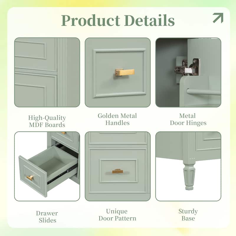 30" Bathroom Vanity with Sink, Bathroom Vanity Cabinet with One Flip Drawer and Two Drawers, Adjustable Shelf