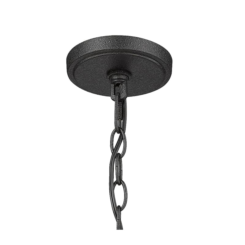 8 Light Large Rustic 26"W x 31"H with Shades Two-tier Chandelier in Forged Black