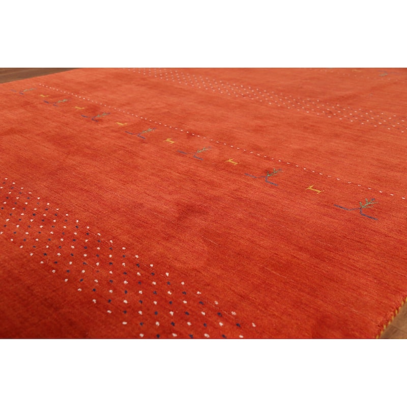 Orange Tribal Gabbeh Oriental Area Rug Hand-Knotted Wool Carpet - 6'10"x 9'10"