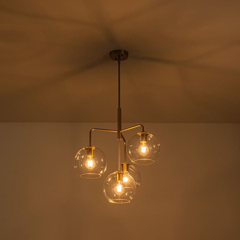 Contemporary Glass Globe 4-Light Sputnik Pendant Chandelier