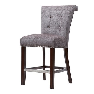 Button Tufted Counter Stool with Nailhead Trim, Upholstered Barstool ...