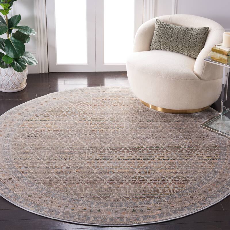 SAFAVIEH Princeton Icie Vintage Rug - 6'7" Round - Ivory/Blue