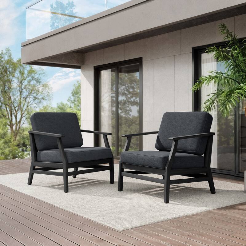 Teak Outdoor Patio Club Chairs Loveseat with Cushions