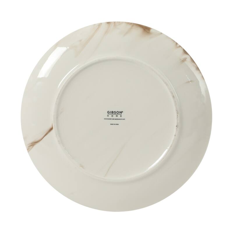 Gibson Home Cloudlight 12 Piece Plates and Bowls Dishes - Decorated Porcelain Ceramic Dinnerware Set - Service for 4