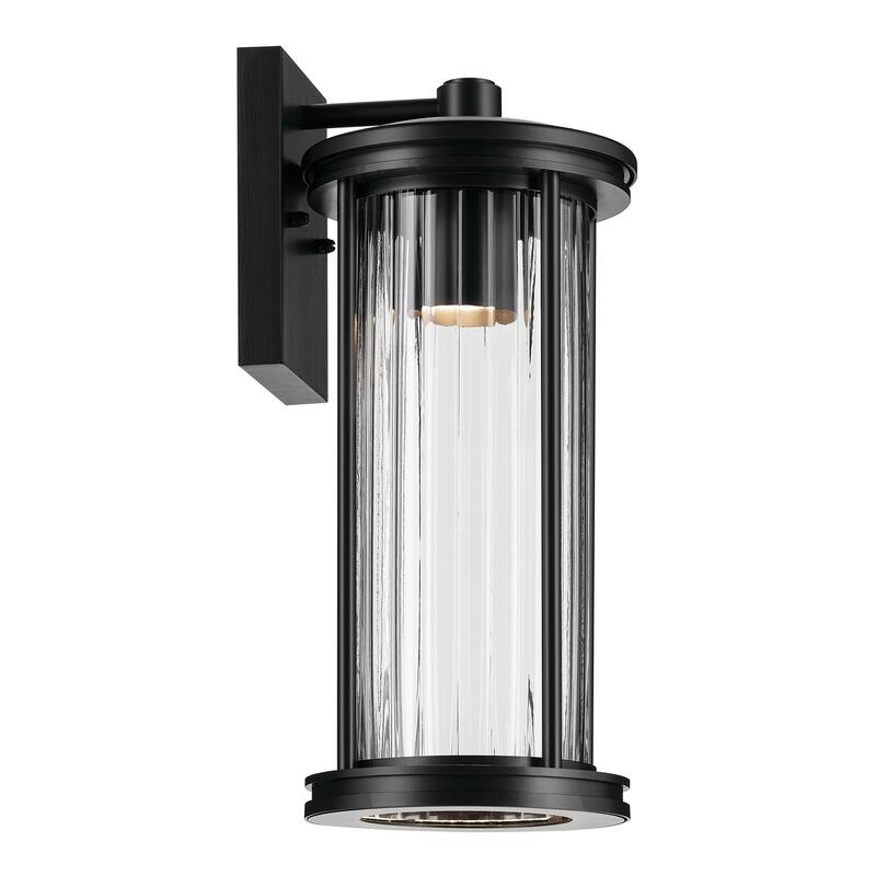 16" 1-Light Outdoor DarkSky Approved Wall Sconce with Clear Ribbed Glass - Black