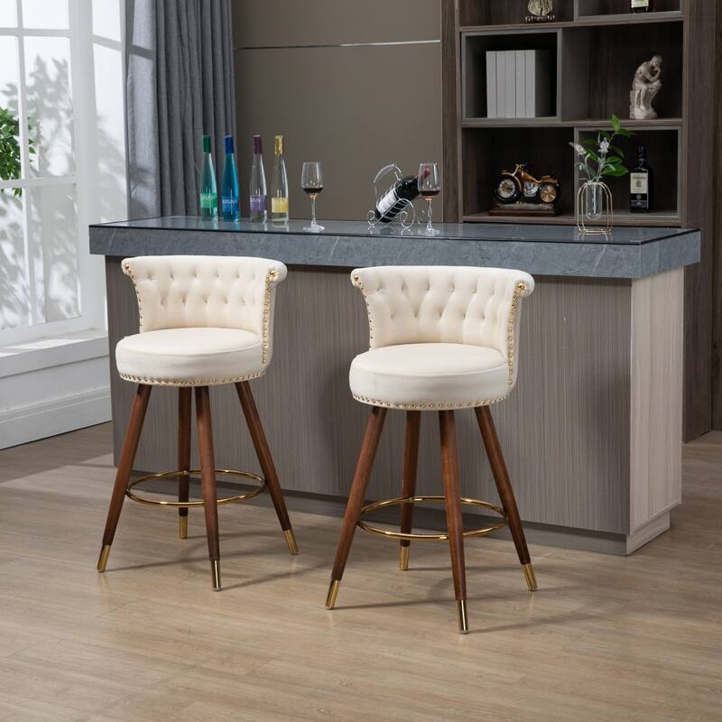 Swivel Bar Stools with Backrest Footrest - 21.85*20.08*36.02Inch