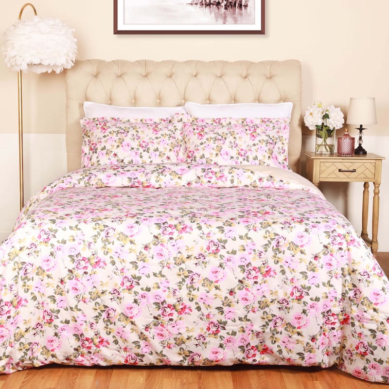 Superior Cotton Vintage Floral Duvet Cover Set with Pillow Shams
