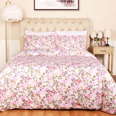 Miranda Haus Cotton Vintage Floral Duvet Cover Set with Pillow Shams
