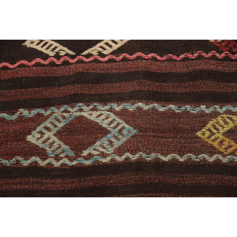 Hand Woven Oriental 100% Wool Carpet Southwestern Tribal Multi-Colored Kilim Area Rug - 8' 4'' X 6' 6''