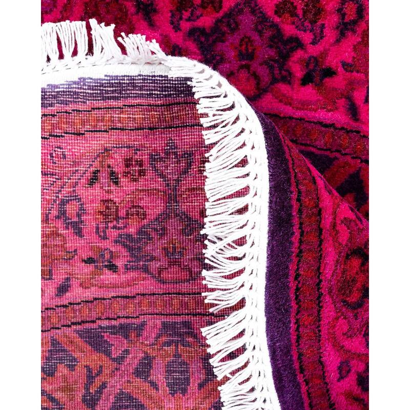 Contemporary Overdyed Wool Hand Knotted Round Area Rug - 3' 1" x 3' 1"