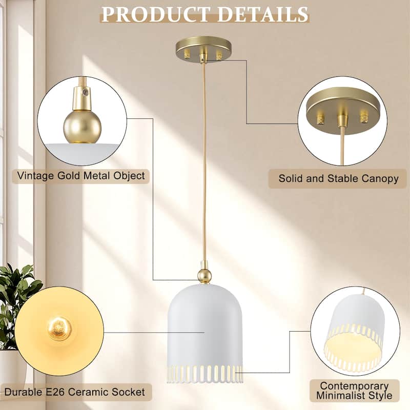 Modern 2-in-1 Dome Pendant or Flush Mount Light Openwork Iron Shade