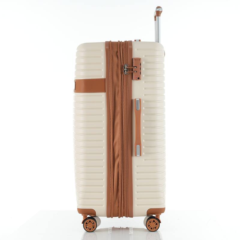 16/20/24/28 4-Piece Modern Expandable Luggage Sets with 4 Storage Bags, Swivel Wheels and TSA Lock for Boarding Travel, Cream