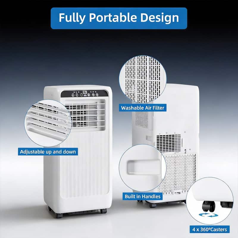 8000 BTU Portable Air Conditioners, with 24H Timer & Remote Control