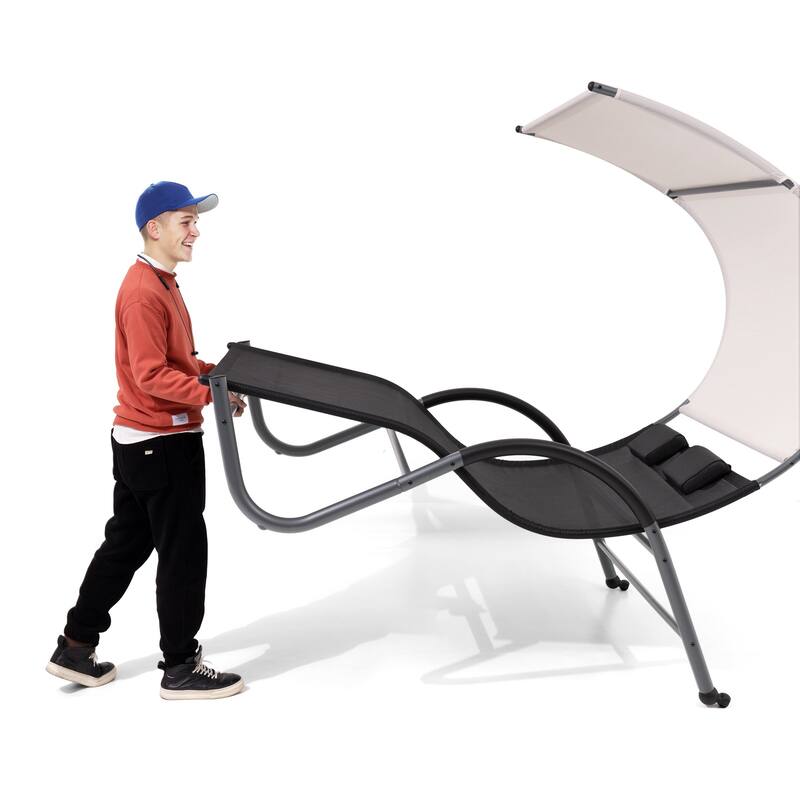 VredHom Outdoor Double Chaise Lounge with Wheels & Headrest - 54.93 W x 72.84 L x 64.57 H inch