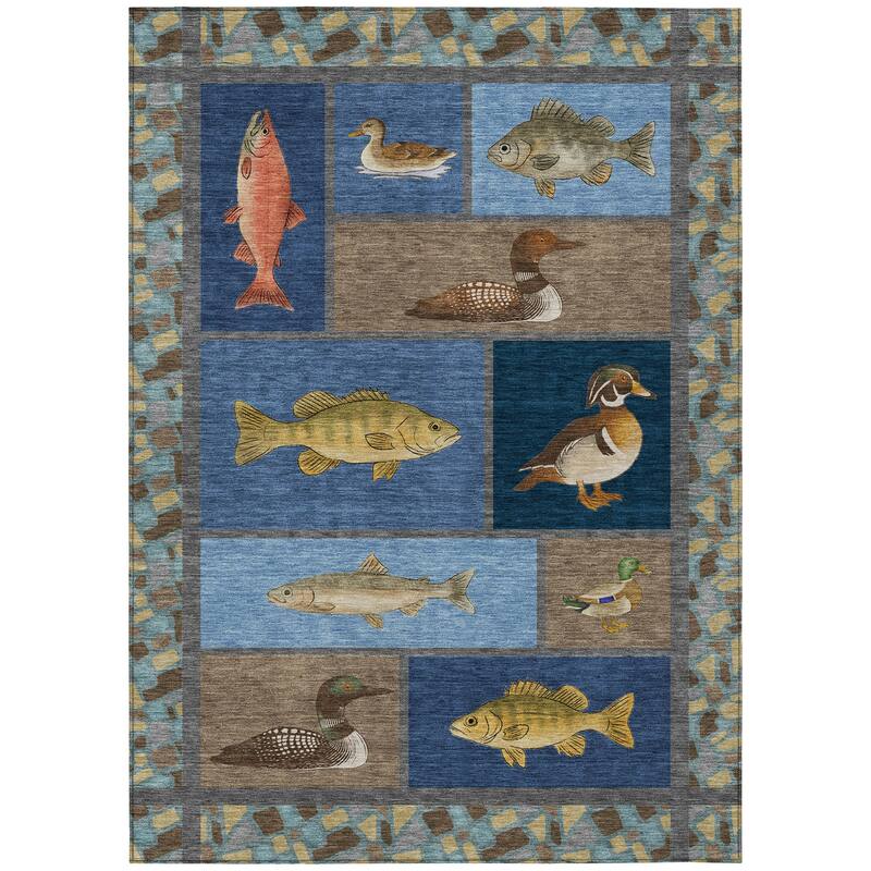 Machine Washable Indoor/ Outdoor Cabin Lodge Chantille Rug