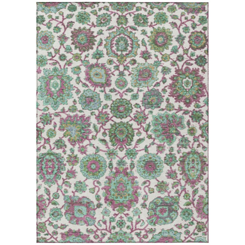 Machine Washable Indoor/Outdoor Traditional Farmhouse Chantille Rug