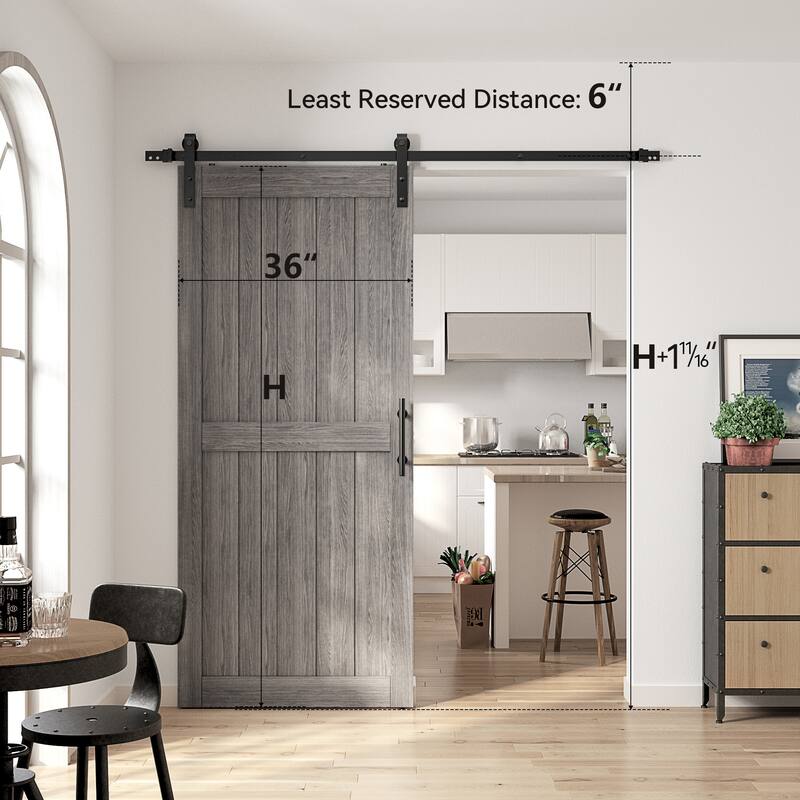 Sanding 30in./32in./36in./42in./48in.x 84in.MDF Barn Door With Sliding Hardware Kit ,Covered with Water-Proof PVC Surface