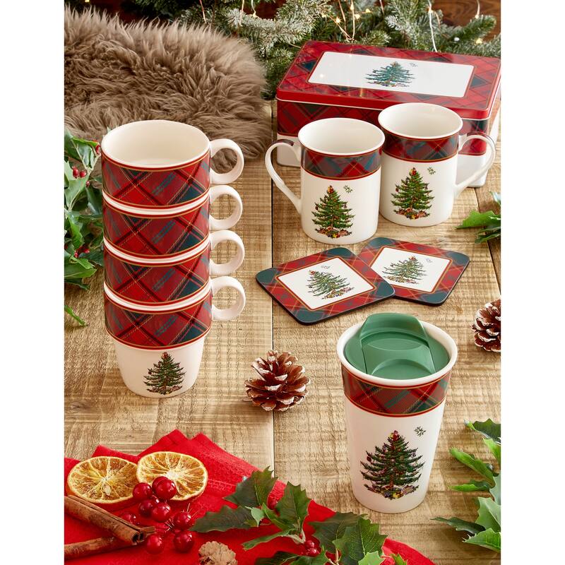Spode Christmas Tree 5 Piece Mug and Tin Set