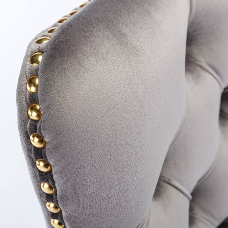 GDF Studio - Modern Velvet Tufted Upholstered Office Chair with Golden Metal Base with Nailhead Trim and Triple-Elastic Cushion
