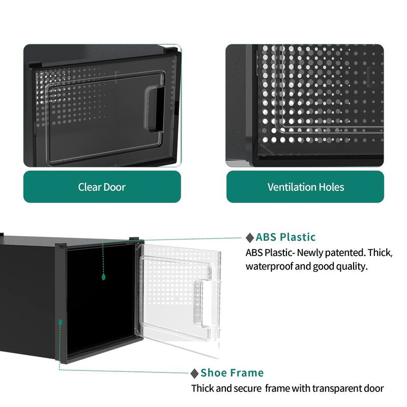 6/12/18 Pack Shoe Storage Box Plastic Stackable Shoe Organizer for Closet Foldable Sneaker Containers Bins Holders Racks