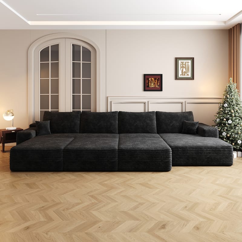 135.4-in Casual Black 4 -seater Right Reclining Sectional - 8' x 10'