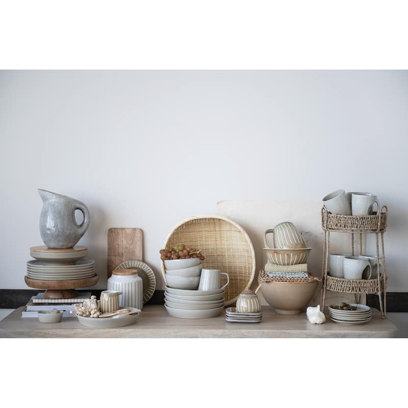 Round Natural Mango Wood Footed Bowl Cake Stand