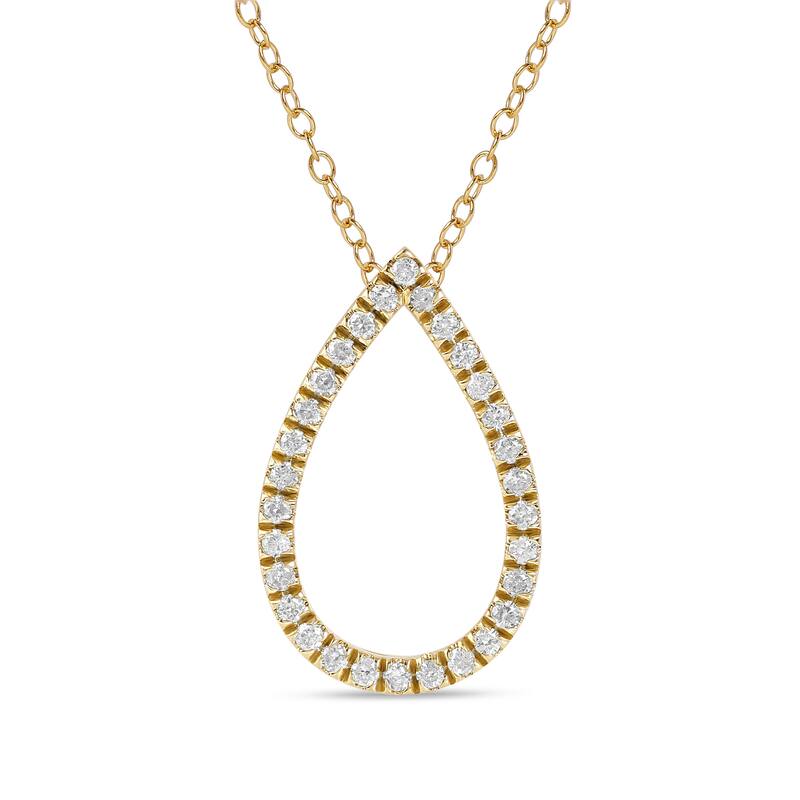 1/6ct - 1ct TDW 14K Gold Open Pear Diamond Pendant Necklace for Women